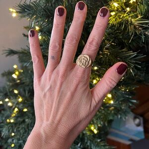 Gold Rose Signet Ring